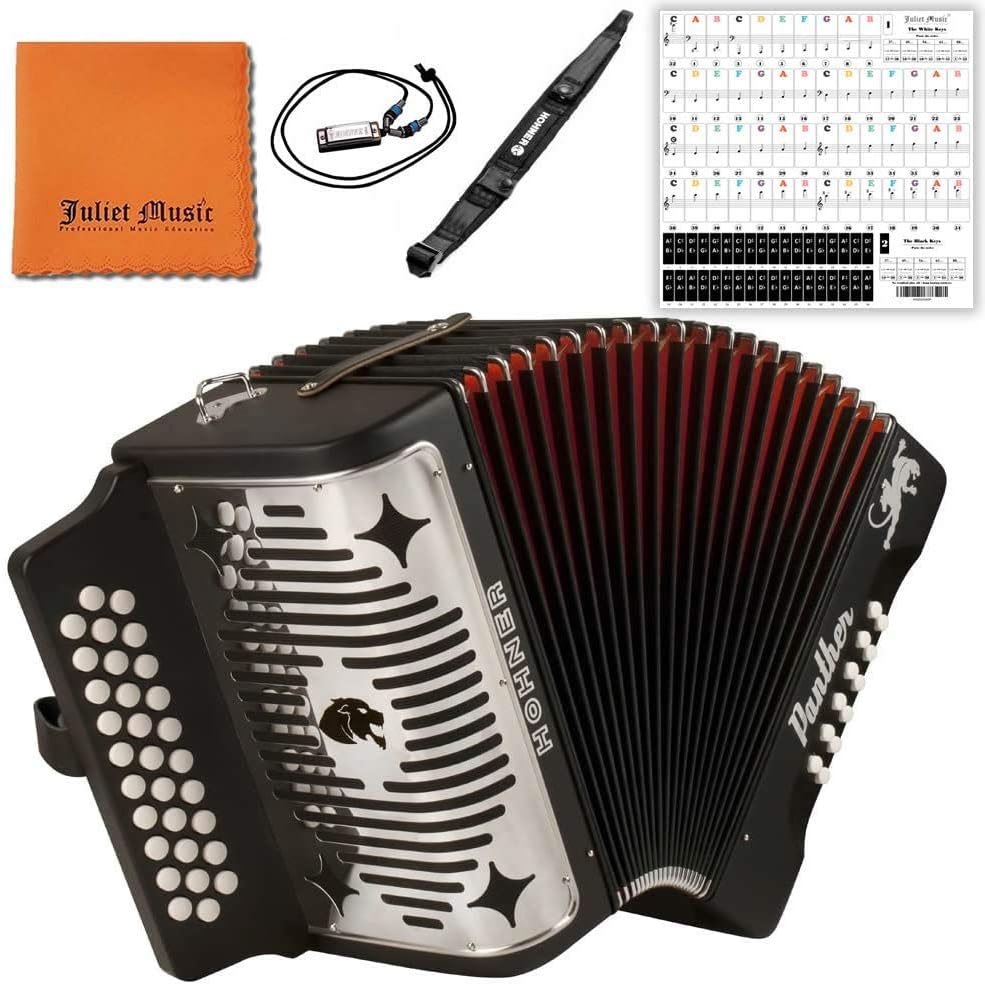 Hohner Accordions Hohner Panther F/B/E 3Row Diatonic Accordion 3100FB Black
