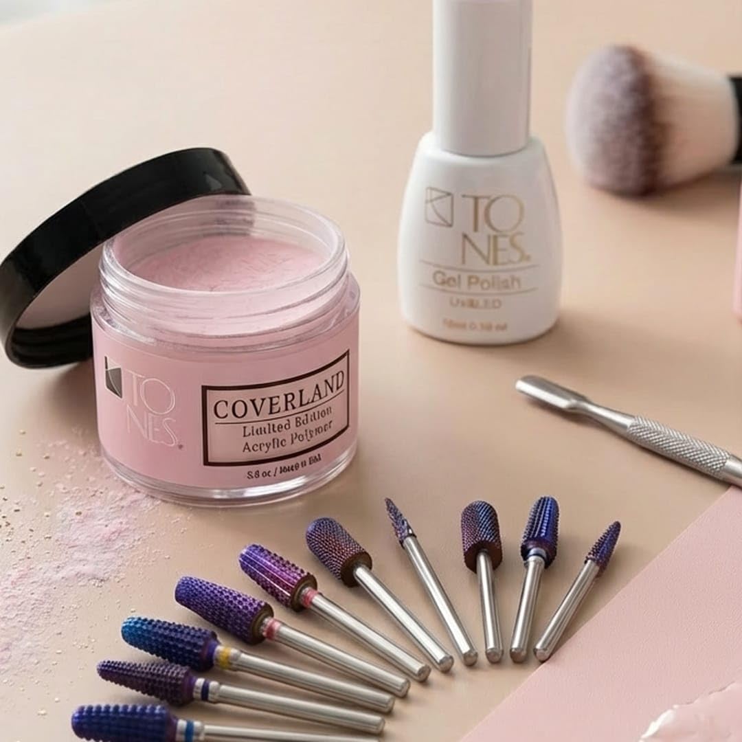 Tones Punta per trapano per unghie, 5 in 1, per levigatura a croce per lima elettrica, per rimuovere acrilico e gel, manicure, nail art