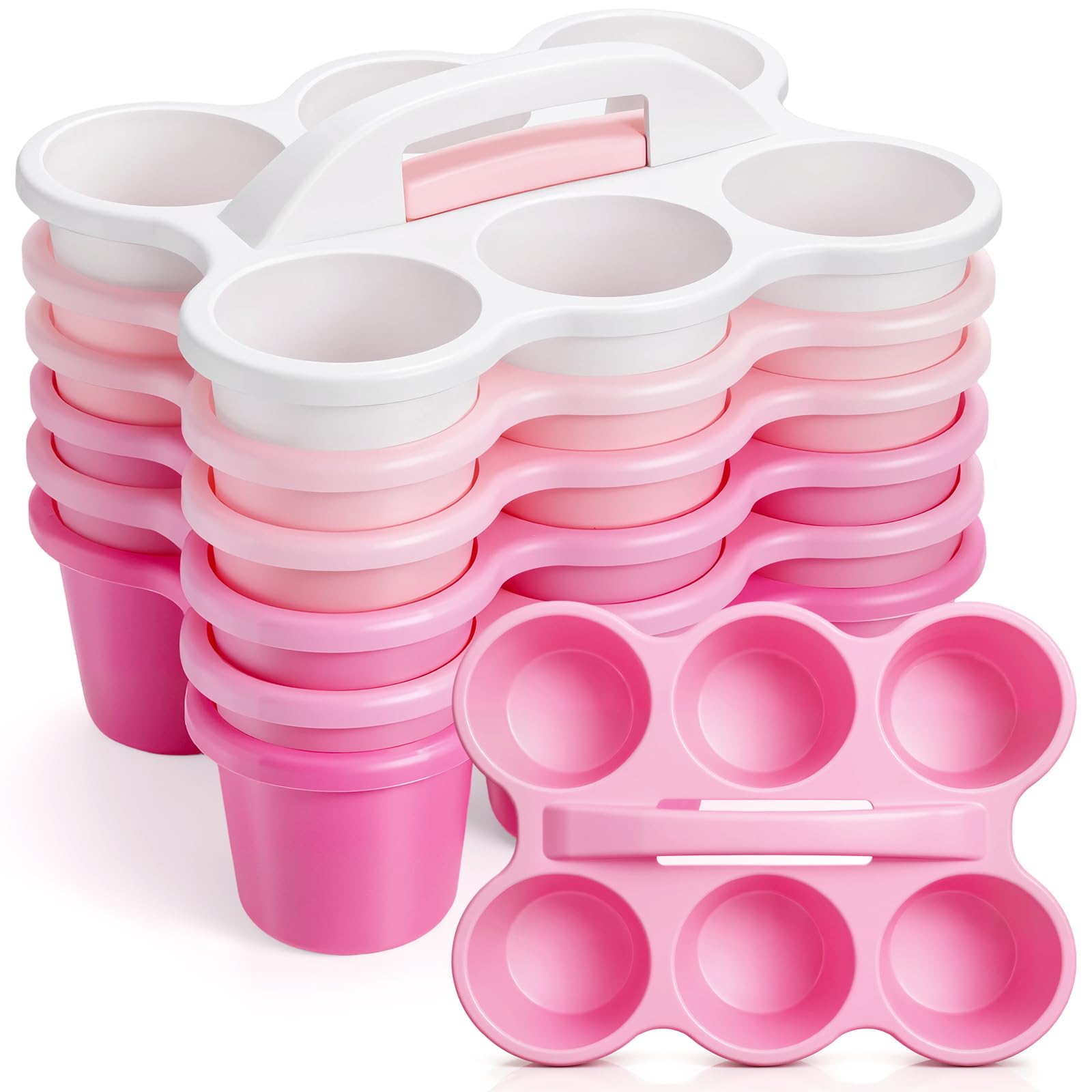 Suclain 6 Pcs Plastic Caddy Organizer with Handle Classroom, Pink