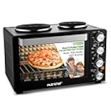 30 Quart Kitchen Convection Oven & 2 Burner Cooker - 1500 Watt Oven - 7 Cook Functions Rotisserie, Cook, Bake, Broil & More - Includes Baking Tray, Skewers & Handles - 19.6 x 16.0 x 13.5 IN
