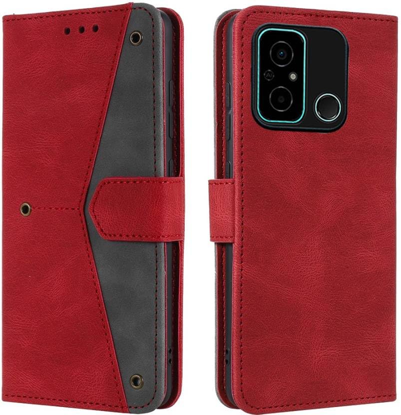 Image of Flip Cover Compatible for Poco C55|MZB0DDTIN|MZB0DDKIN|MZB0DDRIN|MZB0DDLIN|MZB0DDPIN Back Cover Soft Silicon TPU Flip Cover Executive Red, Magnetic Closure