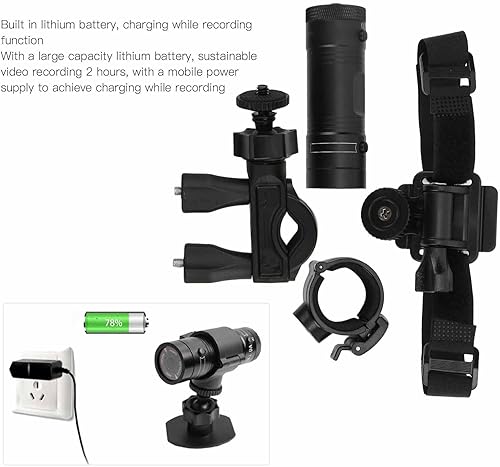 Miniatura 4 de Cámara deportiva para casco de bicicleta, mini cámara de acción completa de 1080p, cámara de video portátil gran angular de 120°, micrófono