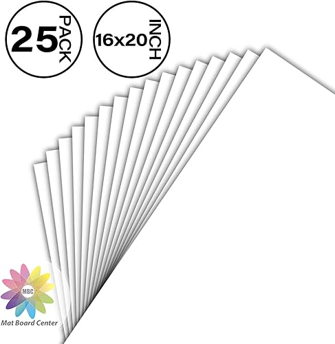 Miniatura 2 de Mat Board Center, paquete de 25, tableros de respaldo blancos de 16 x 20 pulgadas, grosor de 4 capas, para fotos, soporte de marco, ideal para