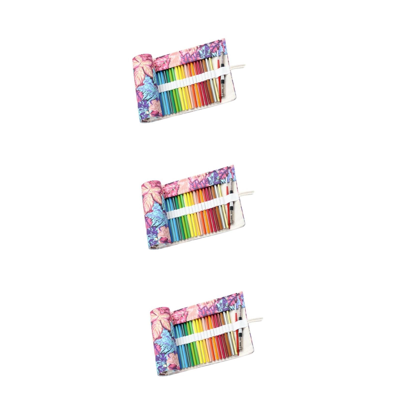 EXCEART Estuche De Lona Natural Sostenible con 72 Ranuras para Lápices 3 Unidades para Guardar Bolígrafos Herramientas De Pintura Y Lápices De Artista.