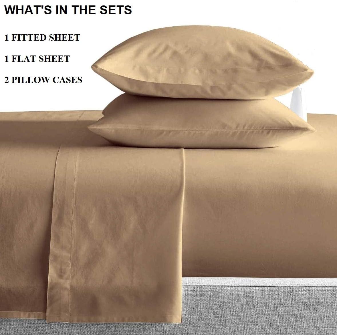 TREND BEDDING MART TBM 100% Egyptian Cotton Sheets, Taupe Queen Sheets Set, 800 Thread Count Long Staple Cotton, Sateen Weave for Soft and Silky Feel, Fits Mattress Upto 18'' DEEP Pocket - Image 3