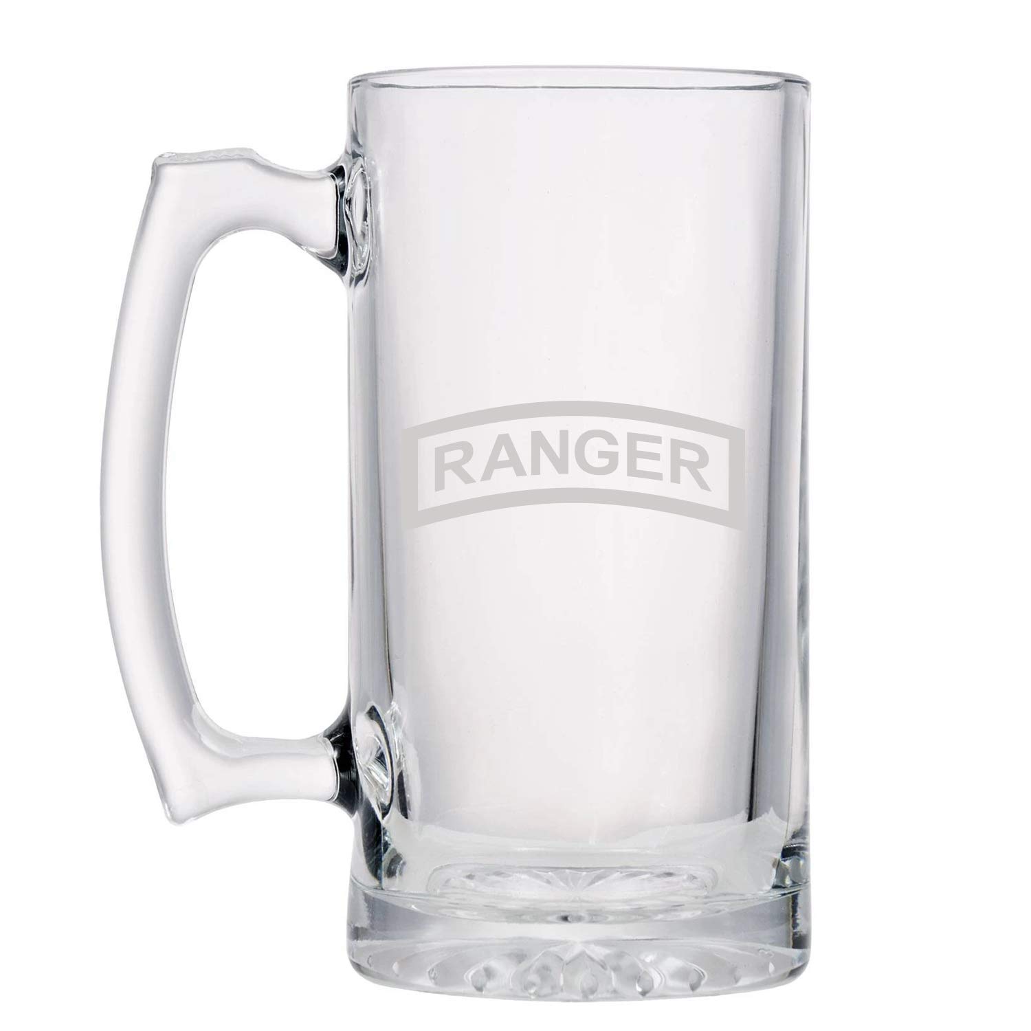 US Army - Ranger Tab Shoulder Sleeve Patch Etched Stein Glass 25oz. Mug