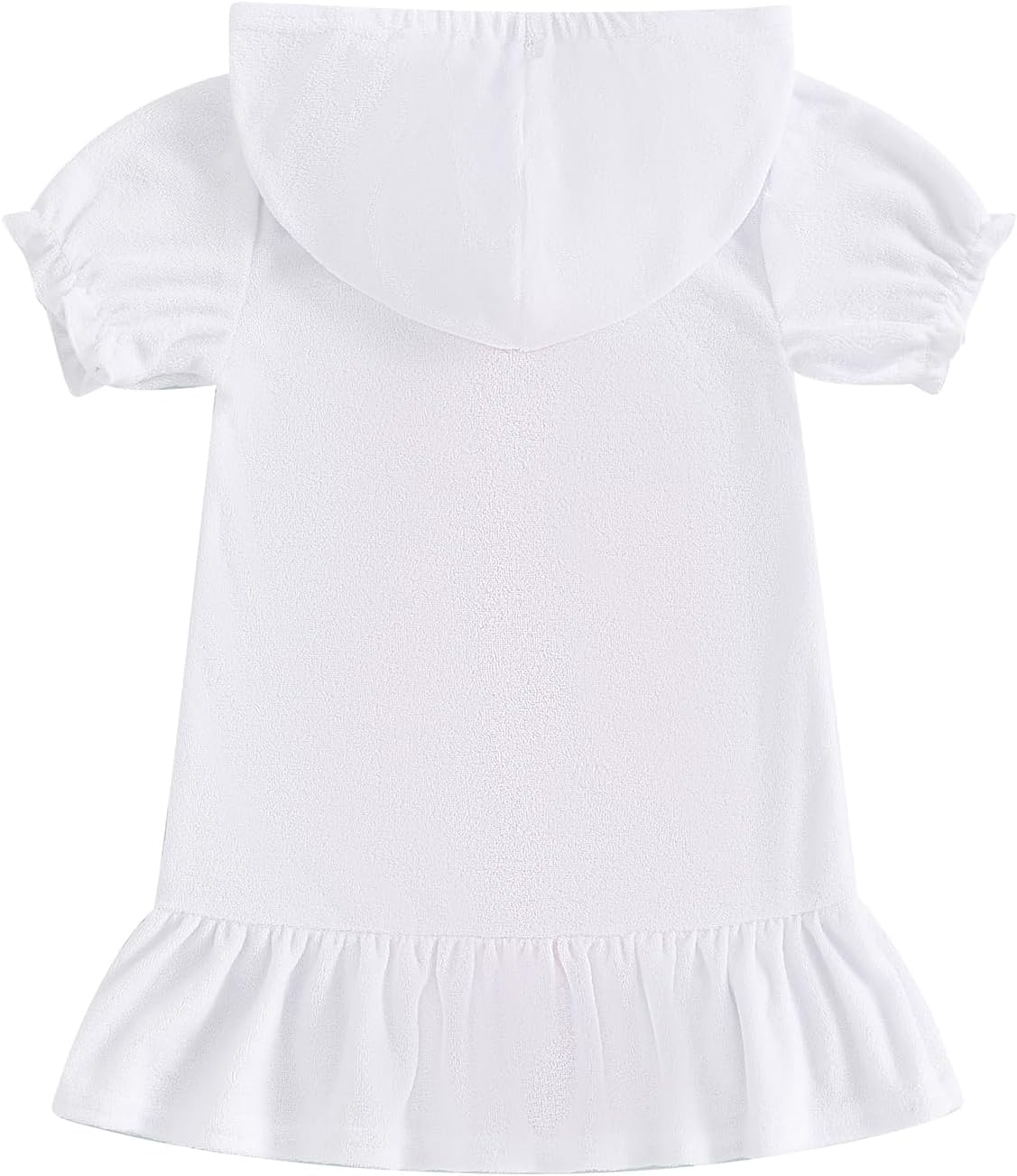Girls Hooded Terry Cover Up Swimsuit Zipper Swim Dress Short Sleeve Ruffle Coverups Bathing Suit Swimwear - Image 3