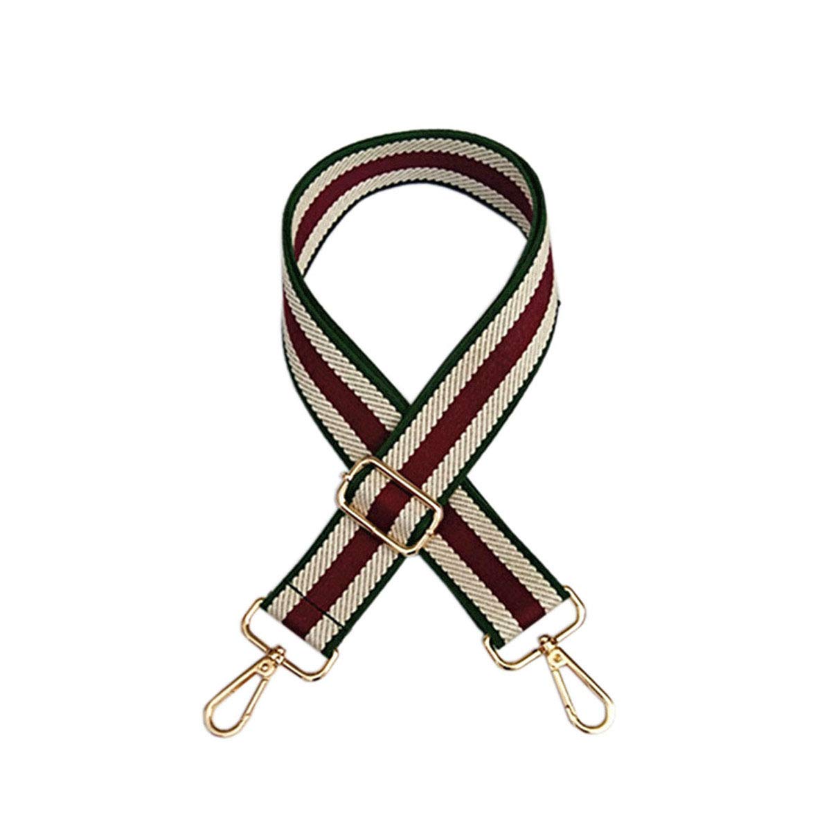 ACVIP Adjustable Wide Shoulder Strap Replacement Multicolor Stripe Crossbody Straps for Handbags Purse (Dark Red&Green-1)