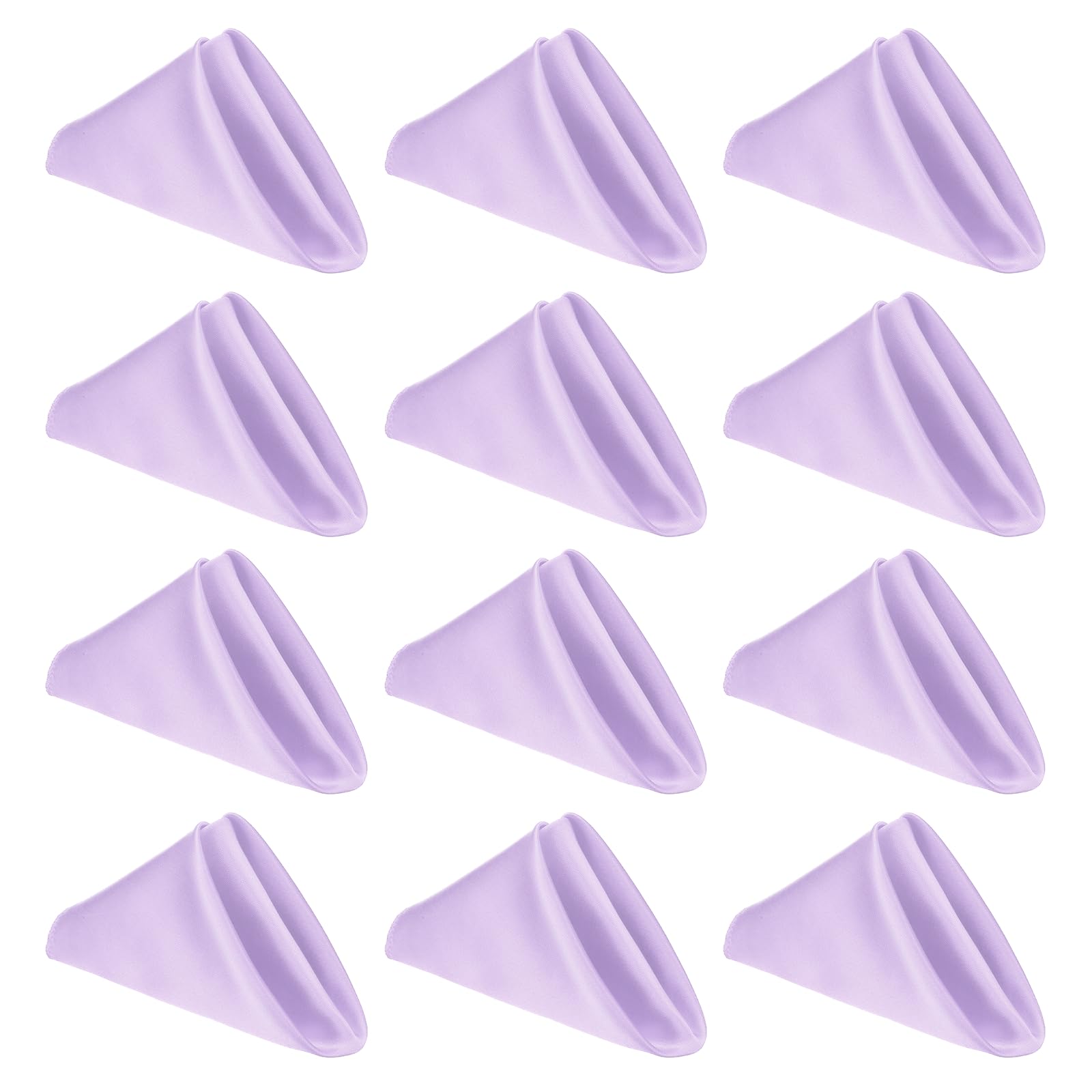 sourcing map 12 Pcs Lavender Satin Napkins, 12x12 Inch Dinner Napkins Cloth Washable Polyester Soft Square Table Decoration for Restaurant Parties Wedding Dining Banquet Event