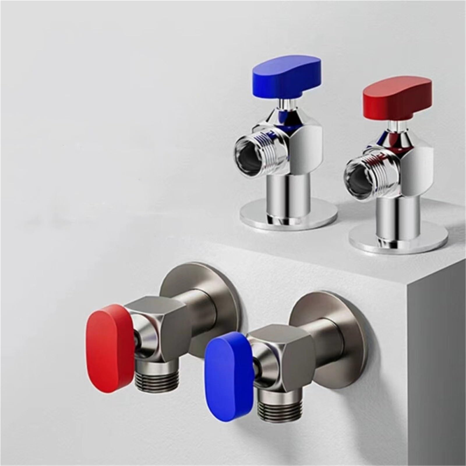 Llave De Escuadra Grifo de baño esquina cromado con Control agua, válvula ángulo latón, 1/2x1/2 para Fregadero(Chrome pair)