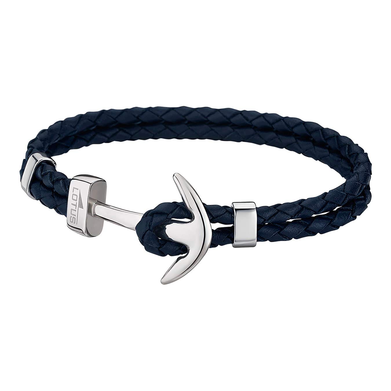 LOTUS STYLE – LS1832 – 2/4: pulsera hombre acero y piel – ancla azul
