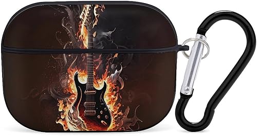 Funda de guitarra eléctrica para Airpods Pro (21 generación) con llavero, funda protectora completa a prueba de golpes, funda rígida de