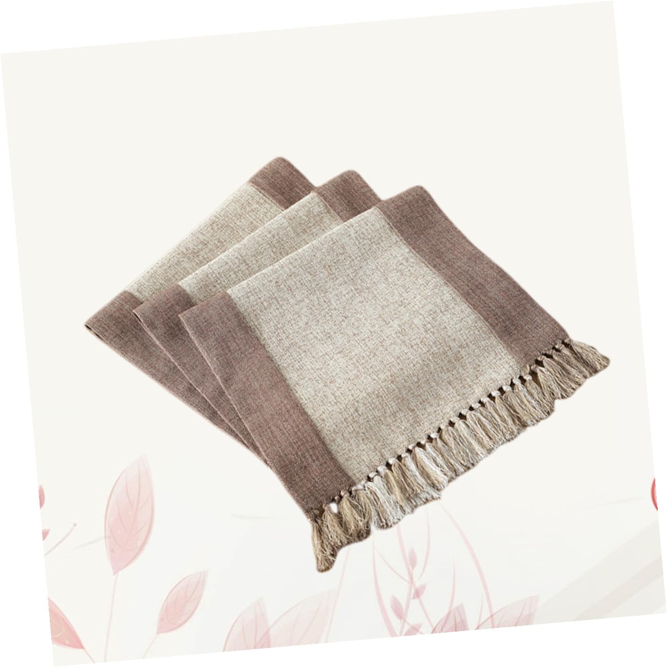Generico Runner da Tavola Lavabile in Cotone Beige 38x240 Cm Doppio Strato e Frange Crea Un'atmosfera Calda e Romantica la Casa e Feste