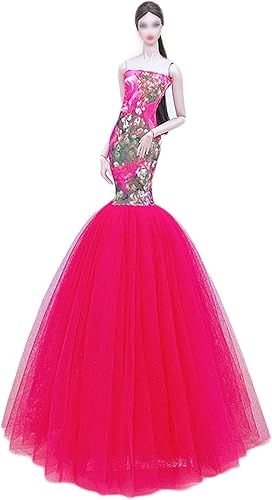 Miniatura 9 de Vestido de novia de princesa de moda, vestido de fiesta, ropa para muñeca de 11.5 pulgadas, vestidos de cola de pez 16, accesorios para muñecas