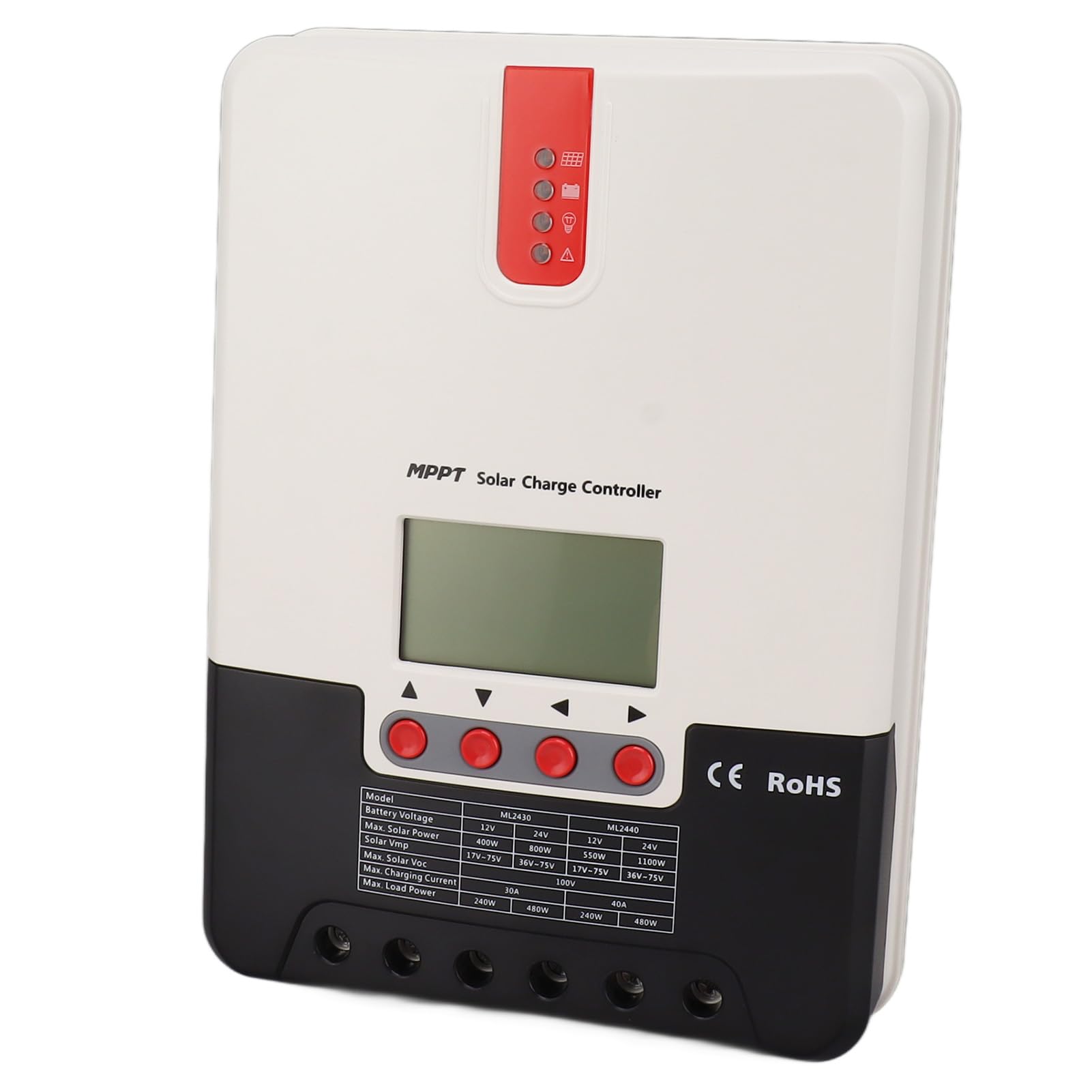 Controlador Solar MPPT 30A 12V 24V con Pantalla LCD y Disipación