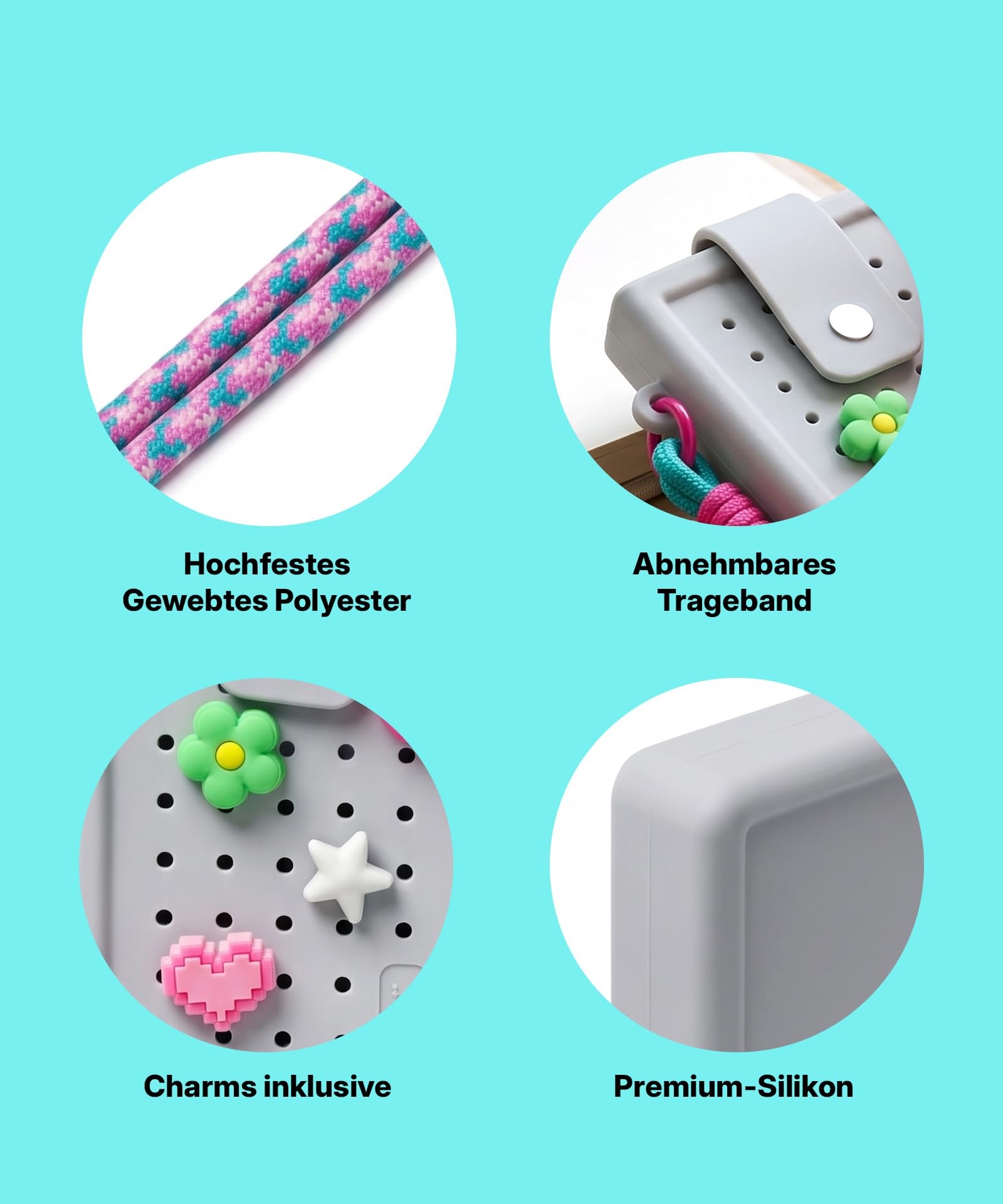 Liene DIY Silikon-Umhängetasche für Pearl N200 Pro Tragbarer Mini Fotodrucker – Schutzhülle in Grau mit abnehmbarem Trageriemen & DIY-Anhängern – lebensmittelecht, wasserfest, stoßfest – für unterwegs