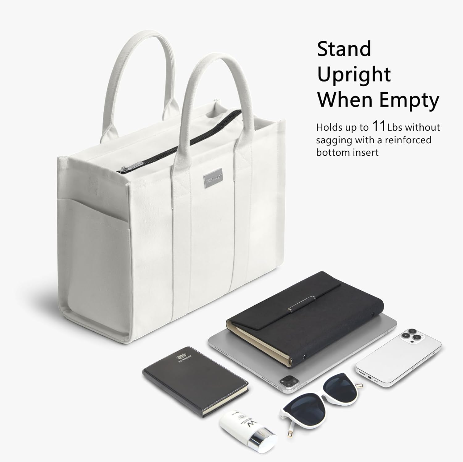 TOPDesign Heavy-Duty Canvas Tote Bag for Women, Adjustable Crossbody Handbag with 6 Pockets, Everything Tote