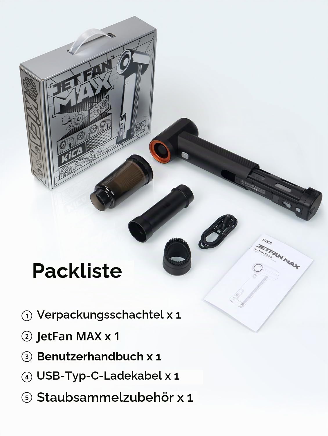 KiCA Auto Trockner Luftgebläse 785W 205MPH 54W Schnellladung 6x4000mAh Batterien Turbo-Trockner