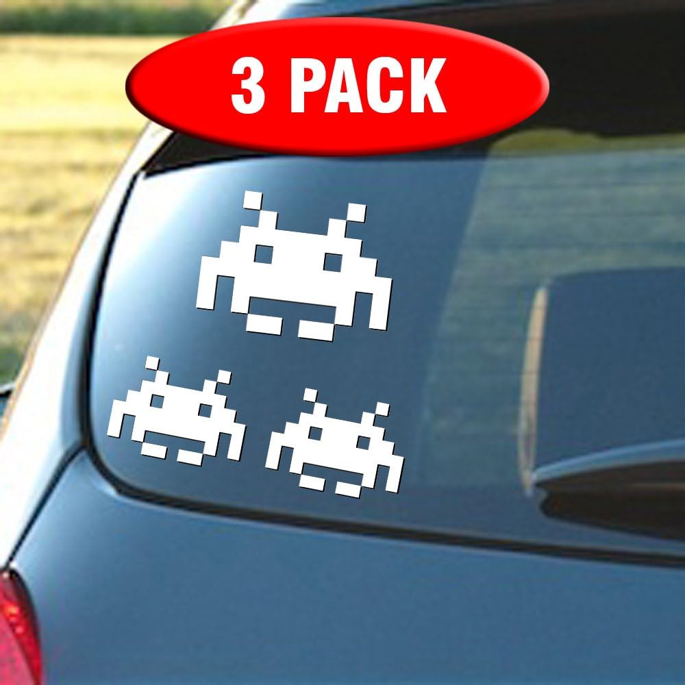 Signage Cafe Space Invaders - 3 Pack of Vinyl Decals. Retro Video Games!