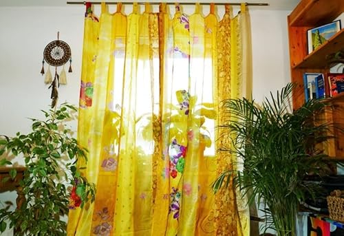 Boho Curtains Indian Saree Curtain | Handmade Patchwork Curtains For Bohemian Window Decor Hippie Bedroom | Bed Canopy Curtains Yoga Decor By Ravi Creation #TOP2