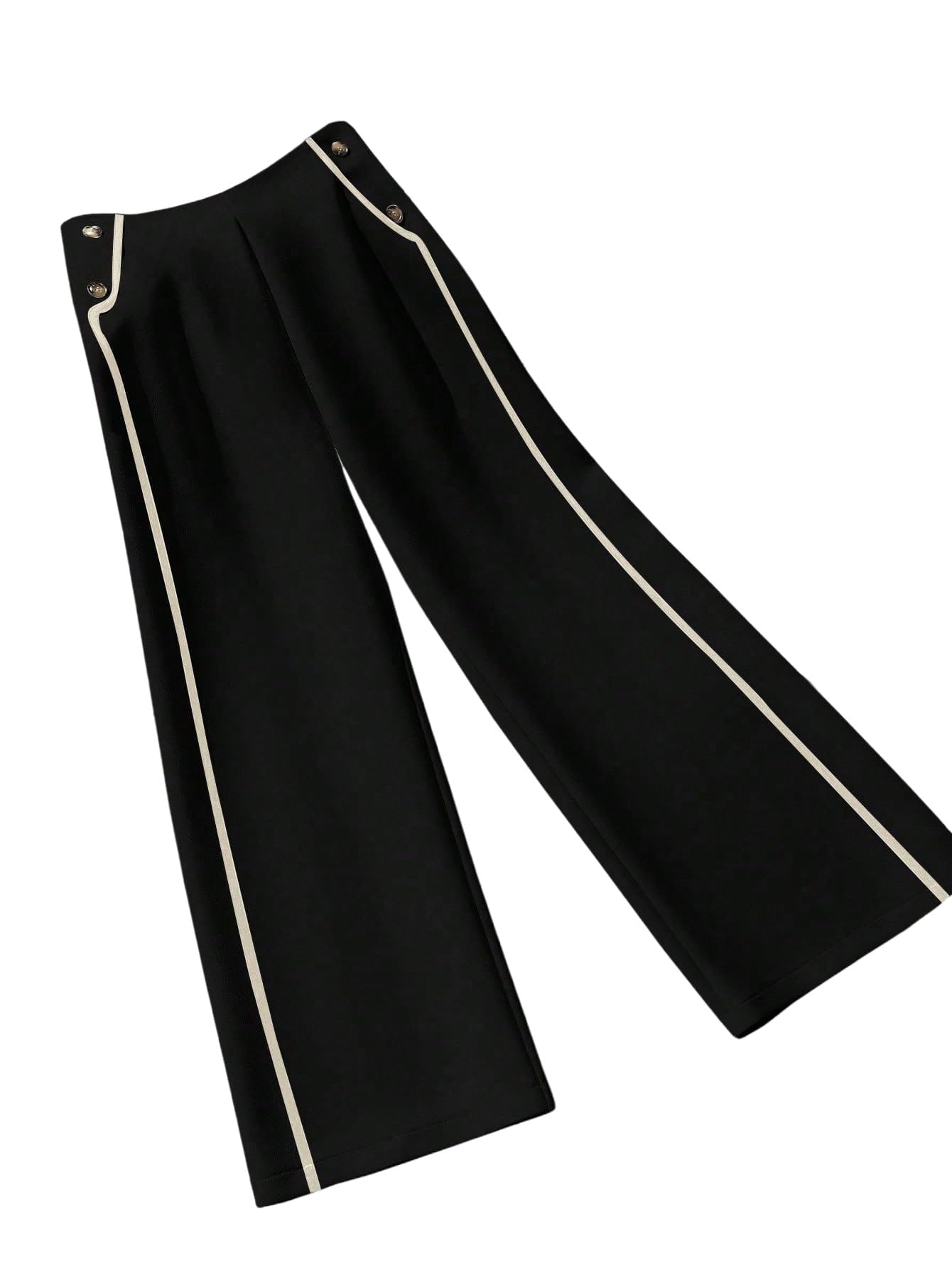 SOLY HUX Pantaloni da donna taglie forti, pantaloni da jogging a vita alta, per il tempo libero, con orlo a contrasto, gamba larga, pantaloni casual