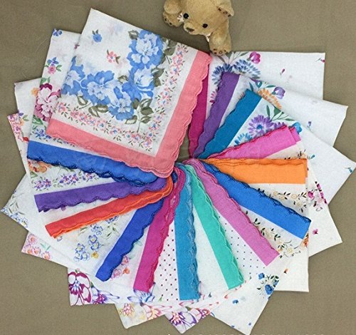 image for Forlisea Womens Colorful Ladies Hankies 100% Cotton Handkerchief Wendd