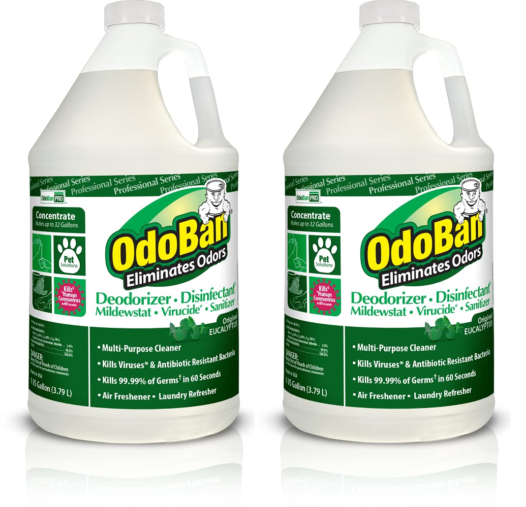 OdoBan Professional Disinfectant and Odor Eliminator Concentrate, 2 Gallons, Original Eucalyptus Scent
