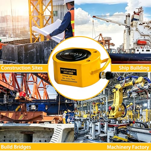 Image of Jooptoolwook 100T Multi-Section Low Profile Hydraulic Ram Jack, 2.71 inch Stroke Portable Mini Hydraulic Lifting Cylinder for Machinery, Bridge & Construction Industry