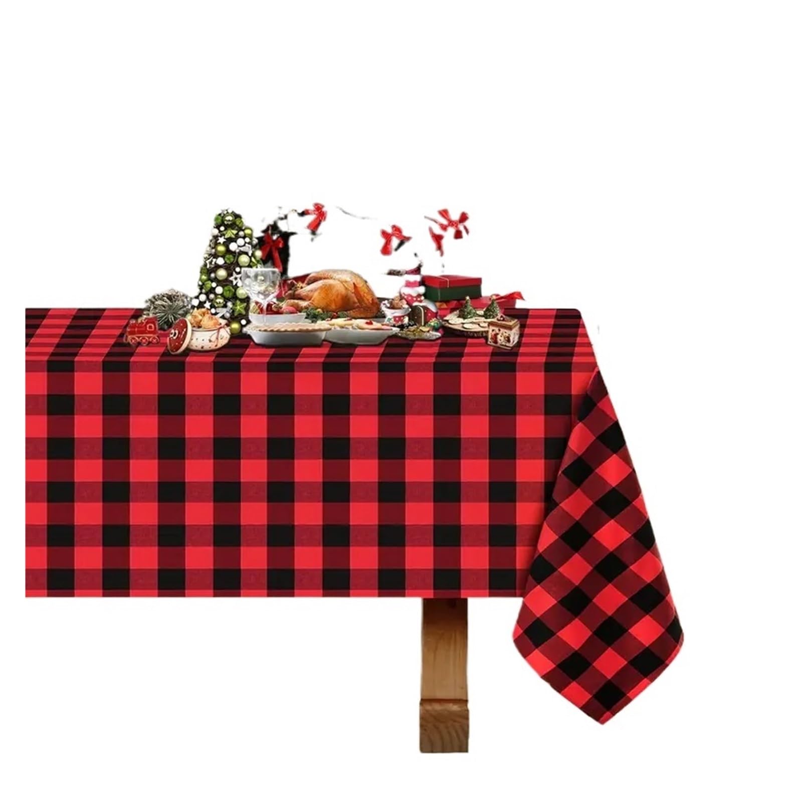 BTGYTTKL Checkered Tablecloth Checkered Tablecloth Rectangular/Round Buffalo Plaid Cotton Table Decorations Winter Washable For Kitchen Dining Decor