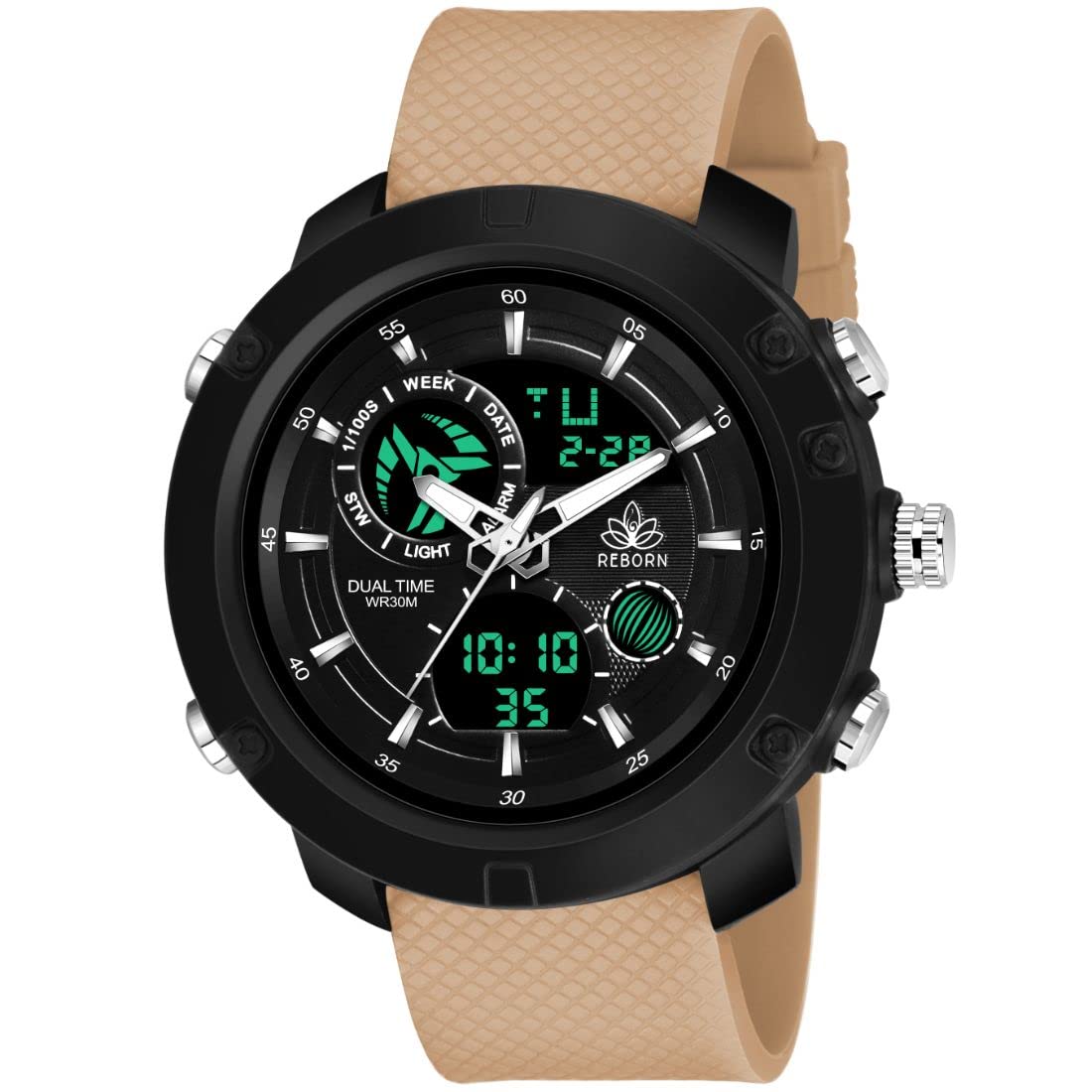 ZEKU PU Leather LED Light Chronograph Luxury Digital Waterproof Watch for Men (9063, Cream) (B0BNQH8R5F) Amazon Price History, Amazon Price Tracker