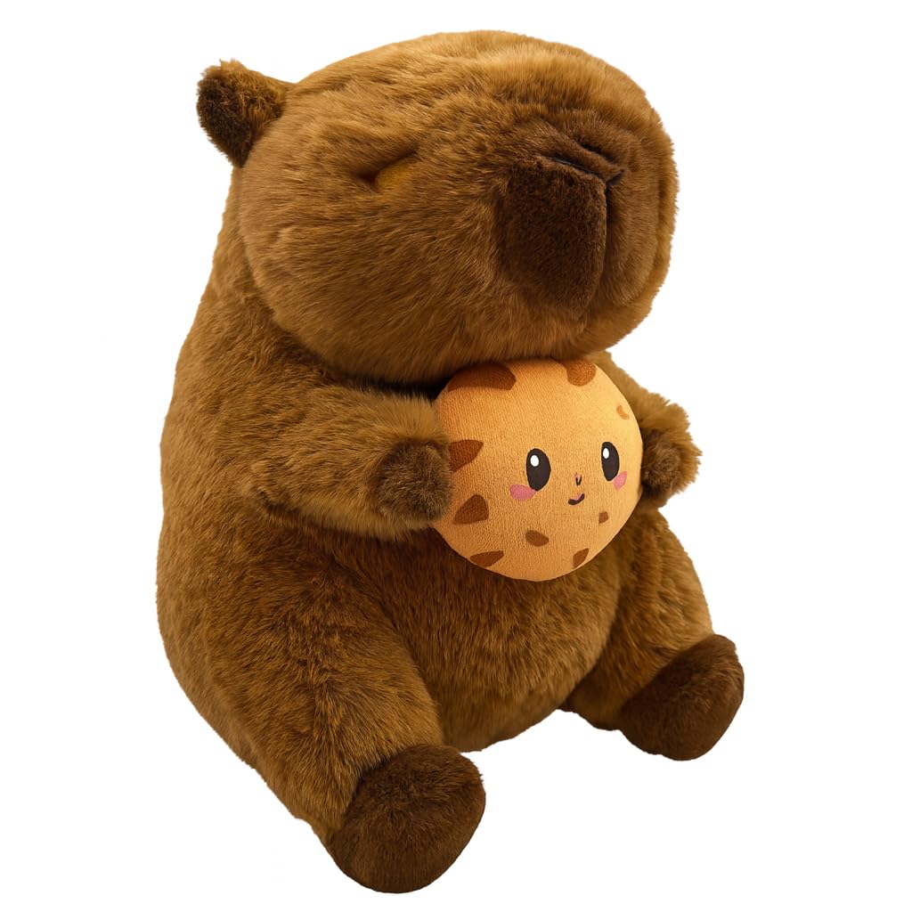 Generisch Kuscheltier Capybara 55 cm – Großes Capybara Plüschtier mit Pizza – Weiches XXL Stofftier zum Kuscheln – Geschenk für Kinder & Capybara Fans