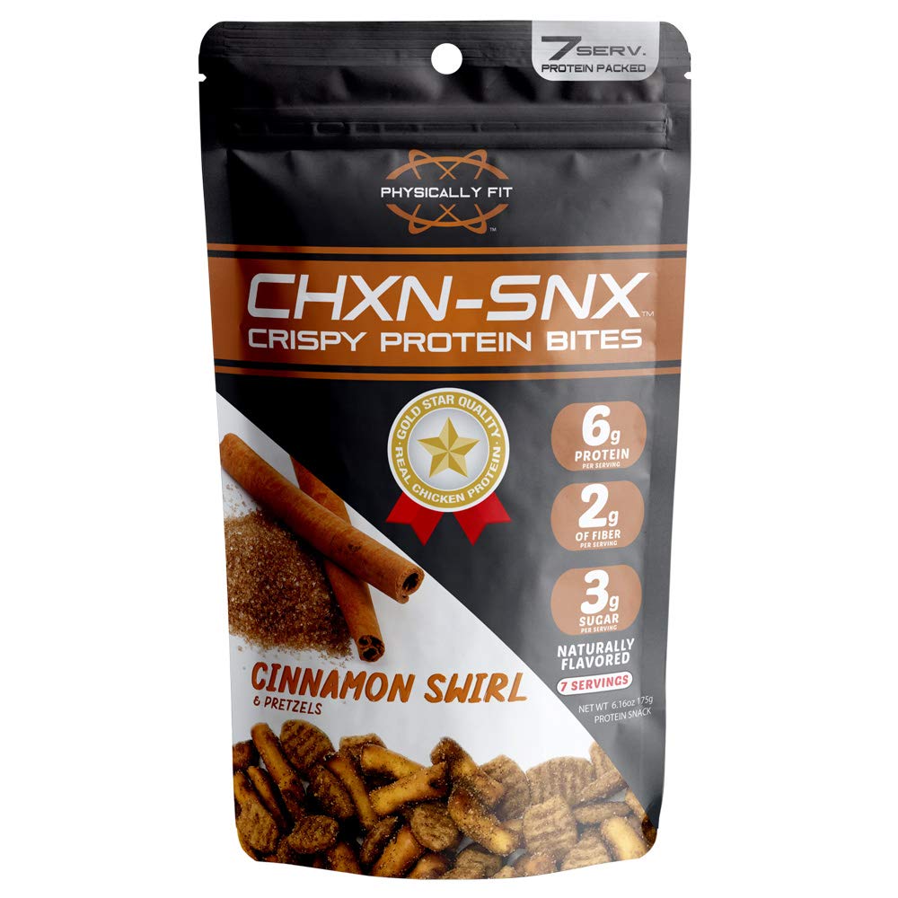 CHXNSNX Crispy Protein Bites Cinnamon Swirl with Pretzel Pieces 7 Servings 42 Grams of Protein Per Bag, Tan, 6.16 Ounce