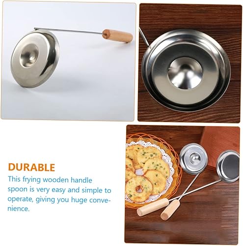 Miniatura 9 de Cabilock Cuchara de aleación con mango de madera, cuchara de aceite antiadherente para cocina, mango de utensilios de cocina, cuchara para freír