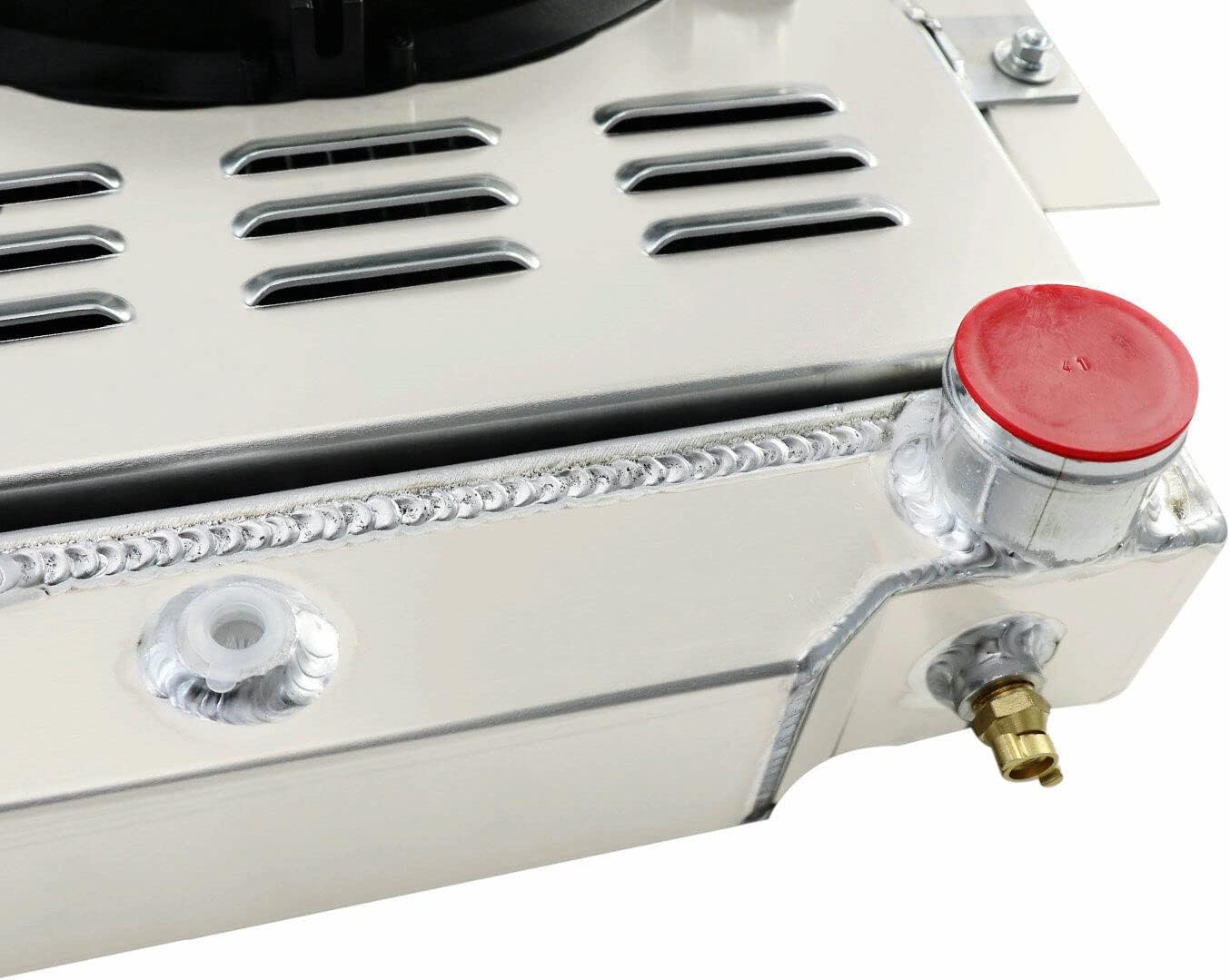 4 Row Aluminum Radiator for 1972-1986 Jeep CJ5 CJ6 CJ7 Scrambler Chevy 350 L6 V8 GM Engine Swap Radiador 73 74 75 76 77 78 79 81 AT Downflow Radiators Shroud 2x10" Fans Thermostat Relay Kit