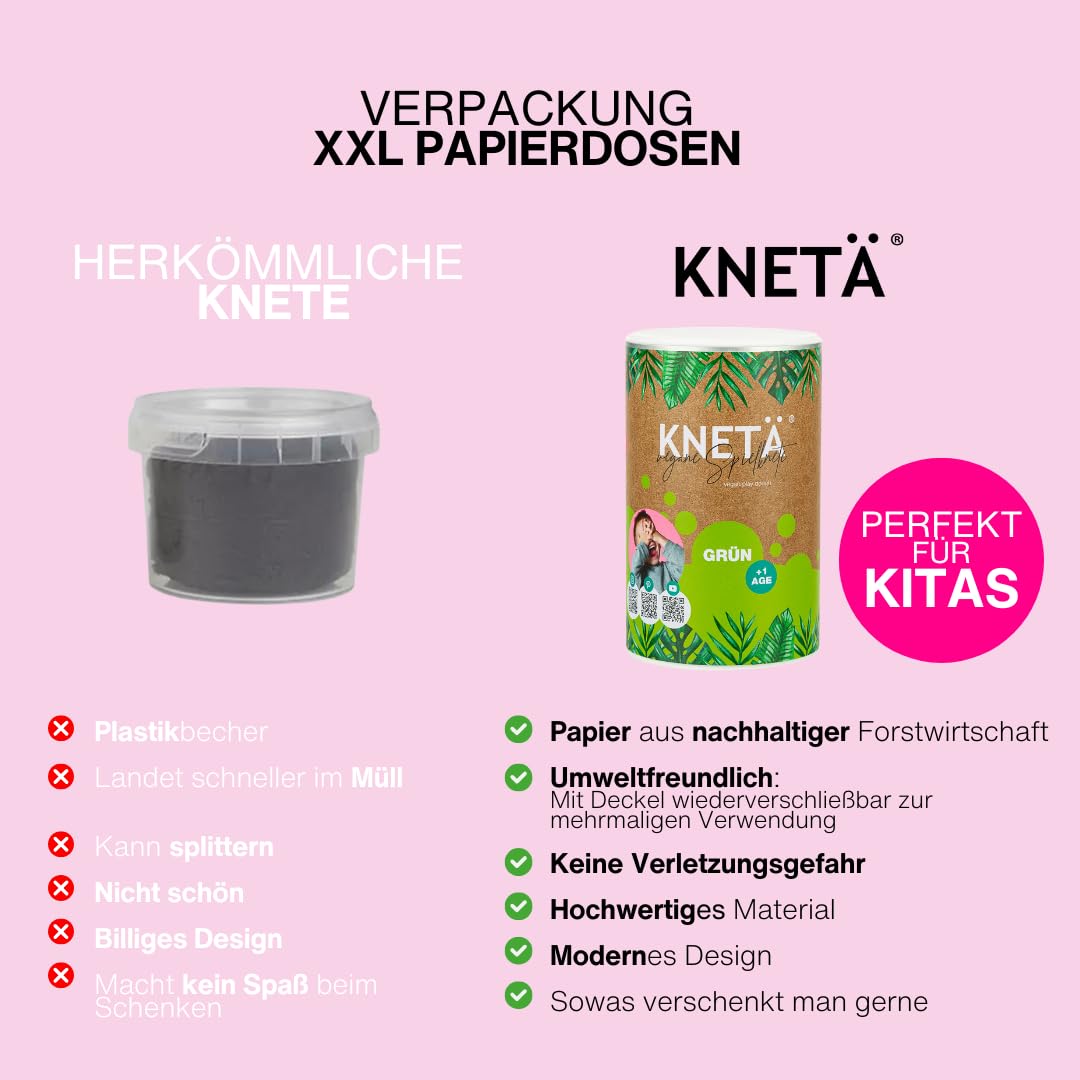 KNETÄ KNET Set I SPARBUNDLE I XXL Papierdose (1.000g) - Vegane Spielknete für Kinder ab 1 Jahr I Made in Germany (Bundle M (1) I Knete Kindergarten