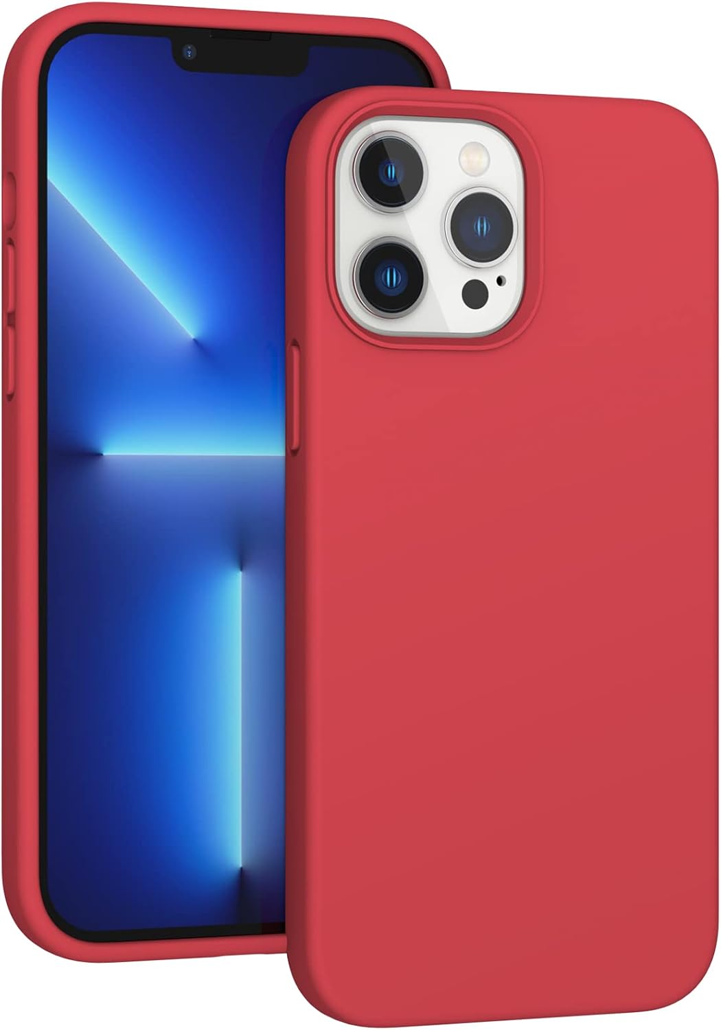 Compatible with iPhone 13 Pro Max Phone Case 6.7 inch, [Shockproof][Anti-Scratch] Slim Liquid Silicone Case Protective Bumper Rubber Gel Cover for iPhone 13 Pro Max 6.7" 2021 - Hot Pink