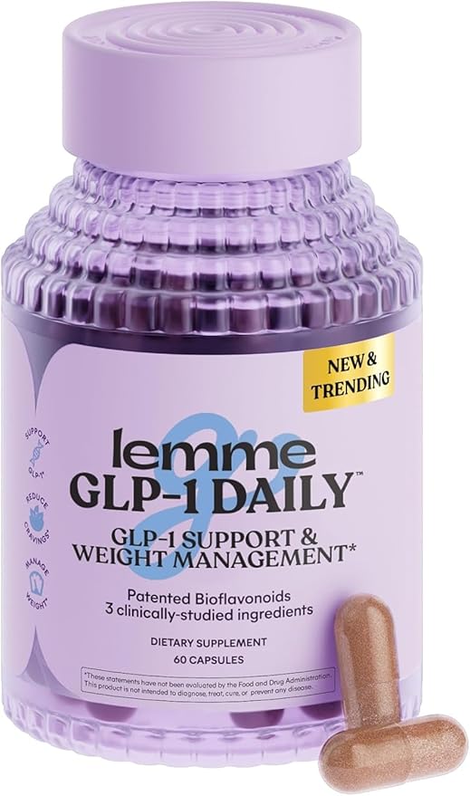 Lemme GLP-1 Daily, Clinically Studied Ingredients to Reduce Hunger & Cravings, Promote GLP-1 Production, Support Fat Loss and Weight Management, 1 Month Supply (60 Capsules)