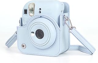 Estojo Protetor para Câmera Mini 12, Capa de Bolsa de Couro PU Com Tampa Superior Destacável e Alça Versátil, para Fujifilm para Instax Mini 12 para Câmera Instantânea (hortênsia azul)