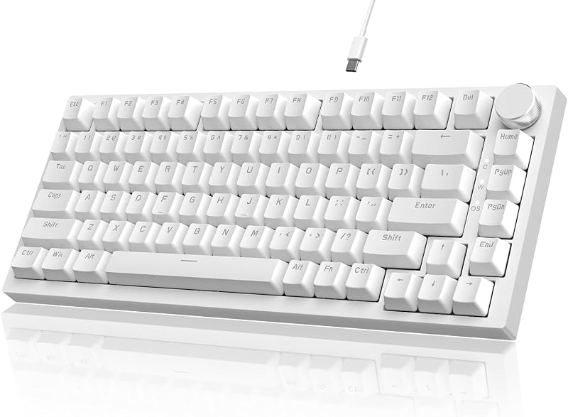 YINDIAO Ajazz AK820 Mechanikus Gamer Billentyűzet, 75% ANSI Elrendezés, Hot-Swap Kék Kapcsolók, Jégkék Háttérvilágítás, PC és Mac Kompatibil