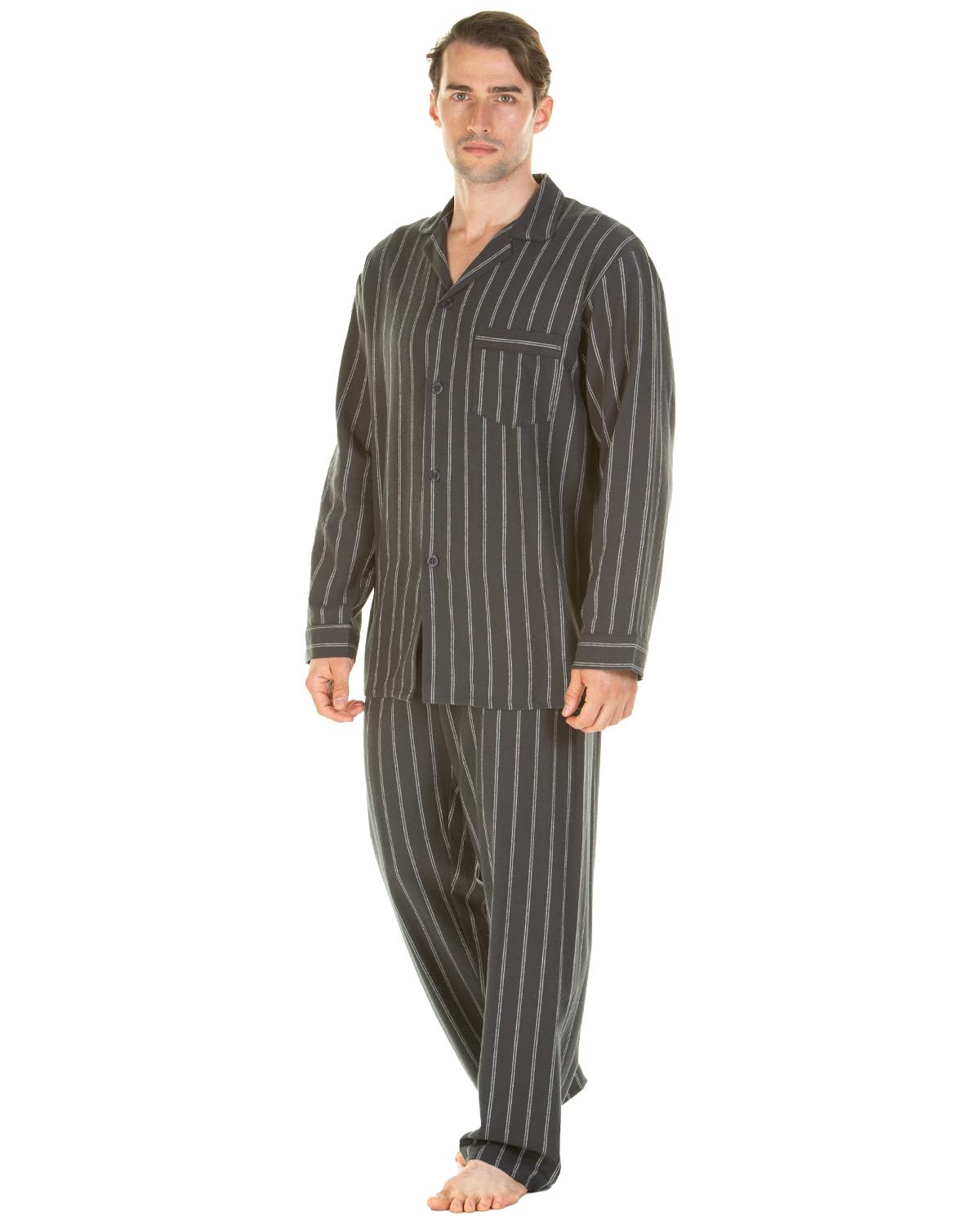 Undercover Haigman Brushed Cotton Pyjamas 7493-2 Charcoal Stripe XL