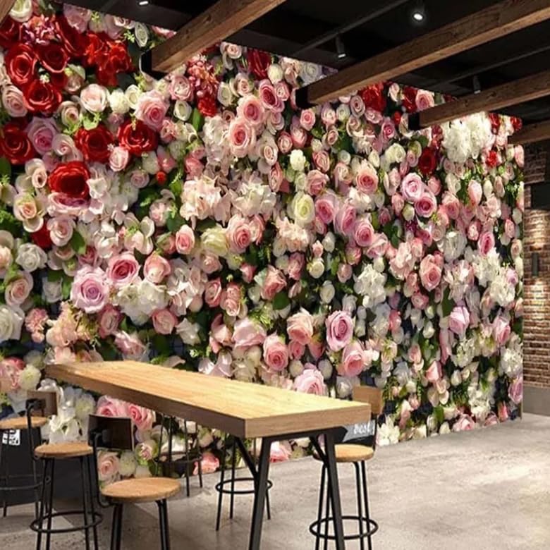 Papier peint roses romantiques pour agrandir salon sombre - 3