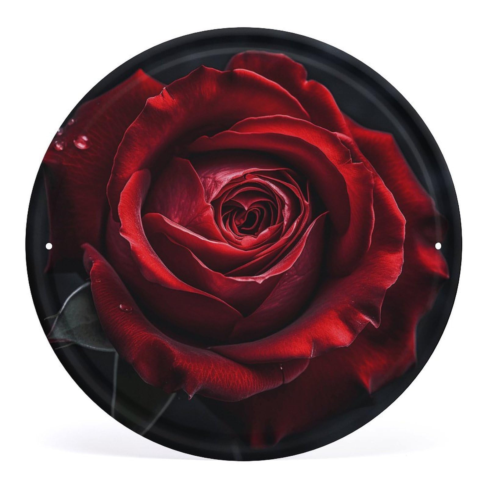 Fodpand Style Flowers On Black Background Round Wall Art Hanging Decorations, Wall Decor Modern Minimalist Artwork, Tin Sign Hanging Picture For Living Room, Bedroom, Office, Hallway, 11.8X11.8 Inch