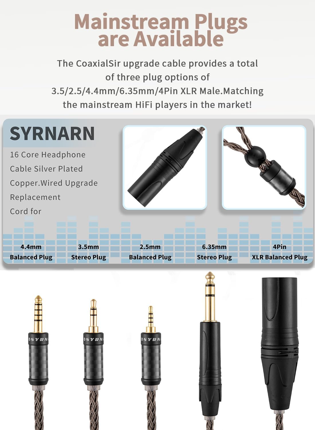 Amazon.com: SYRNARN 4 Pin XLR Balanced Headphone Cable Compatible