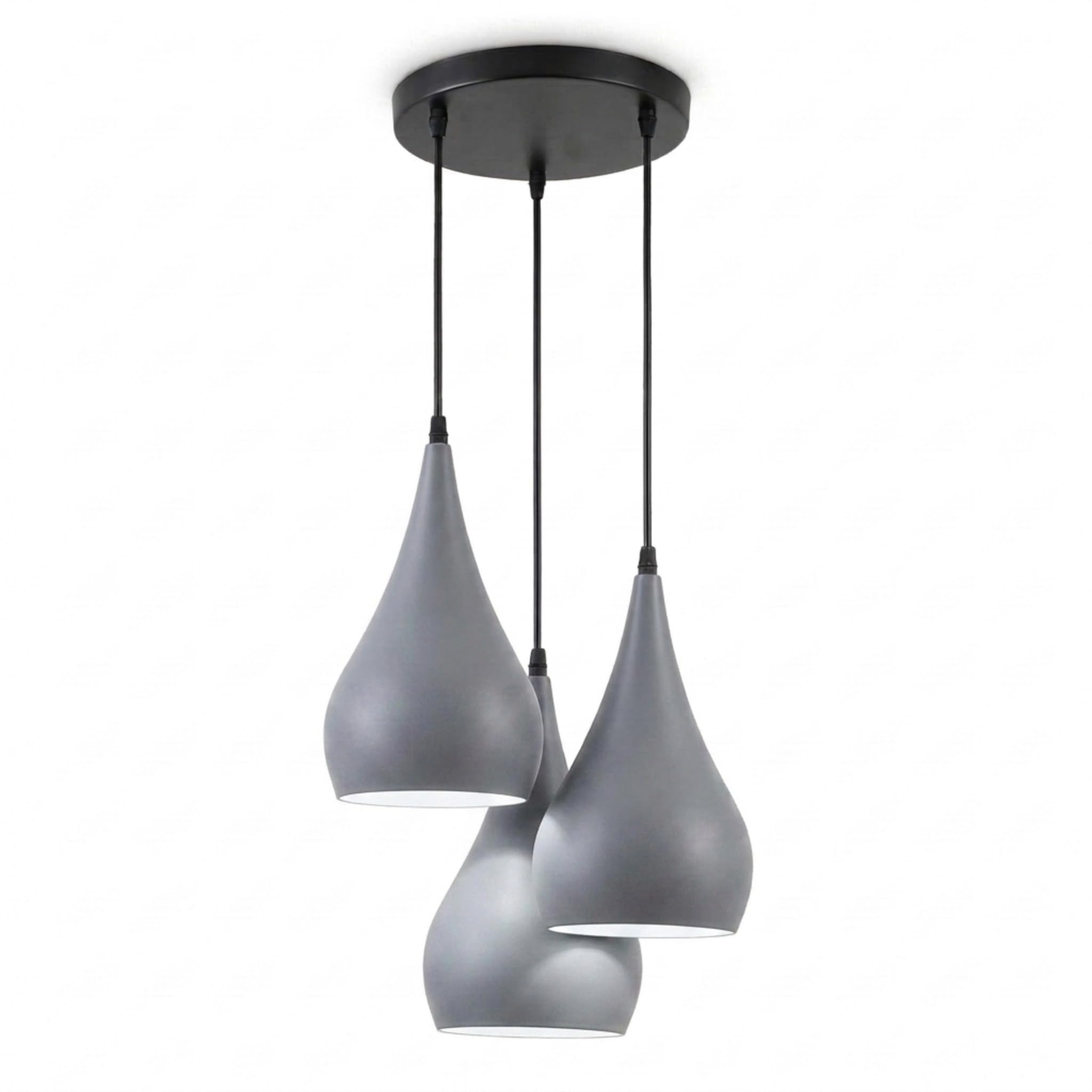 DC VOLTAGE Vintage Industrial 3Head Ceiling Pendant Light Hanging Light Metal Shade Indoor Light Fitting for Hotel, Restaurants, Bar, Dining Room (Grey)