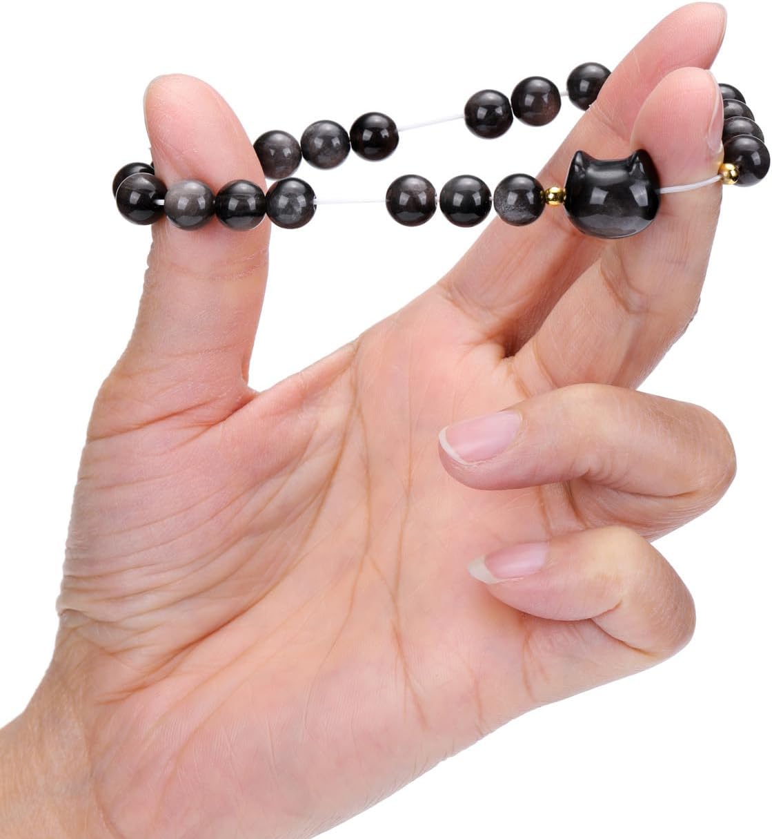 Jovivi Crystal Cat Bracelet for Women Men,8mm Natural Stone Beaded Bracelet Protection Healing Crystals Gemstones Stretch Bracelet Cat Jewelry Gifts for Good Luck,Money Attraction - Image 4