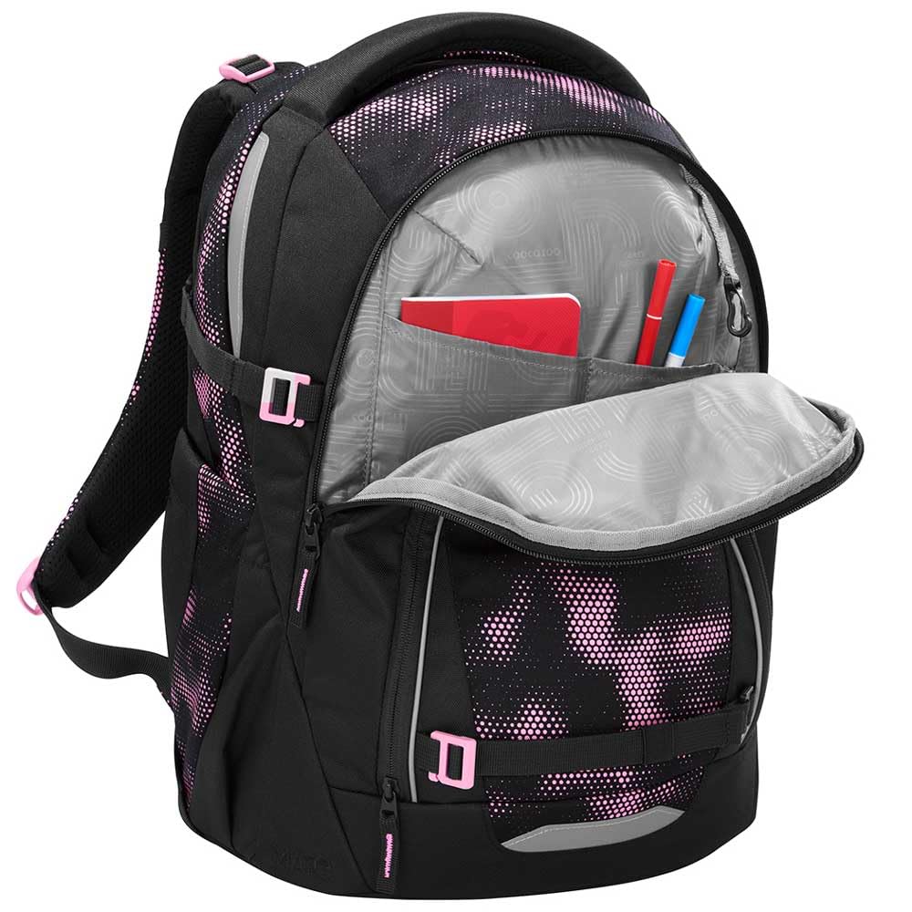 coocazoo MATE Schulranzen-Set 3tlg für Mädchen und Jungen ab der 4. Klasse mit Rucksack. Schlamperetui und Sportbeutel (Pink Illusion V2)
