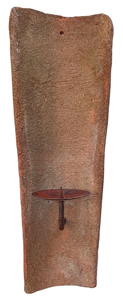 Echt Antiker Dachziegel mit Kerzenhalter 45-48 cm Mediterran Wandkerzenhalter