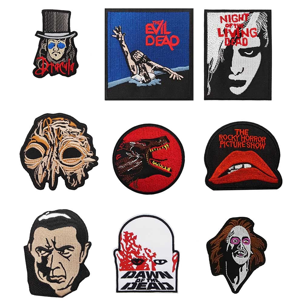 9 Pack Horror Films Movies Embroidered Iron On Patches