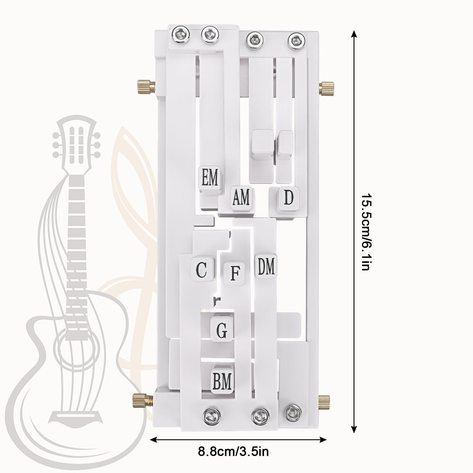 Gitarren-Akkord-Trainer, Anfänger Gitarren-Lernwerkzeug mit 11 Akkorden, Kapodaster & Plektren, einfach zu bedienender Akkordpresse für Akustikgitarren (96,5 cm - 104,1 cm), Geschenk für
