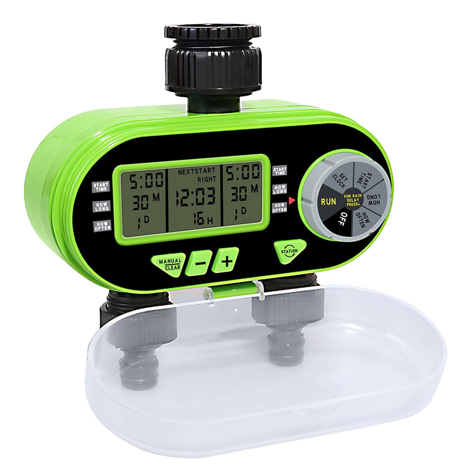 Timer di irrigazione automatico per fiori, con display LCD e impostazioni di irrigazione personalizzabili, efficiente dispositivo di irrigazione a due sezioni per giardini domestici